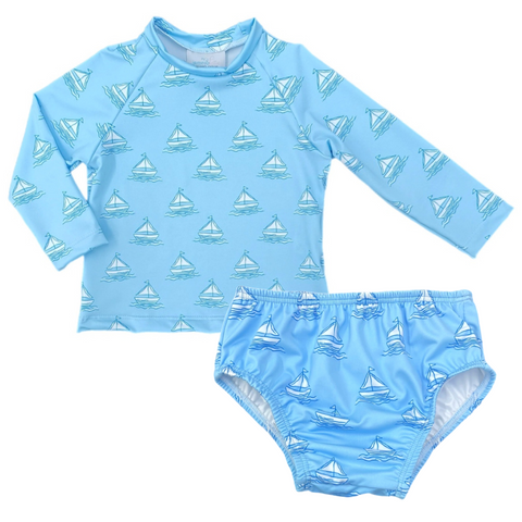 Sammy Diaper Cover and Rash Guard Set - Set Sail