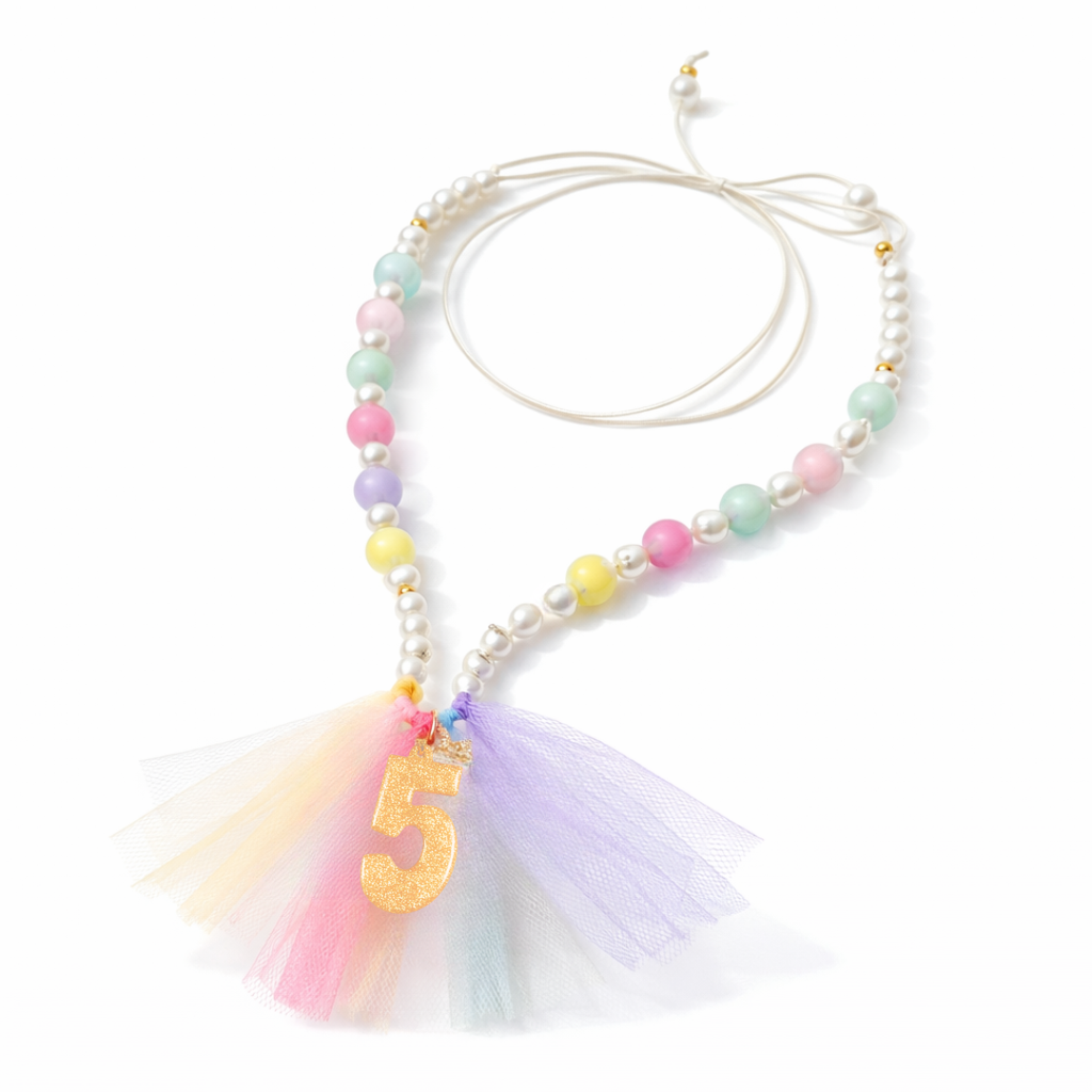 Number 5 Gold Glitter Necklace