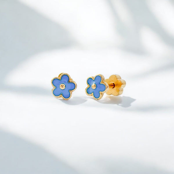 Blue Flowers Tiny Stud Earrings