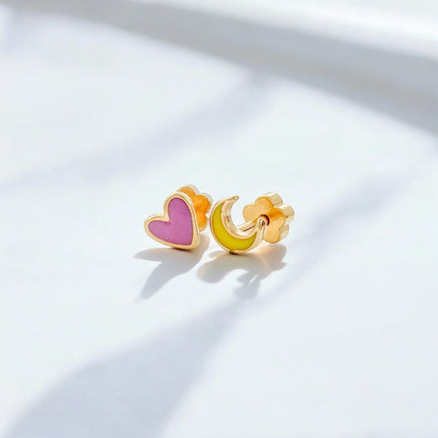 Love You To The Moon & Back Tiny Stud Earrings