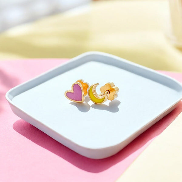 Love You To The Moon Tiny Stud Earrings