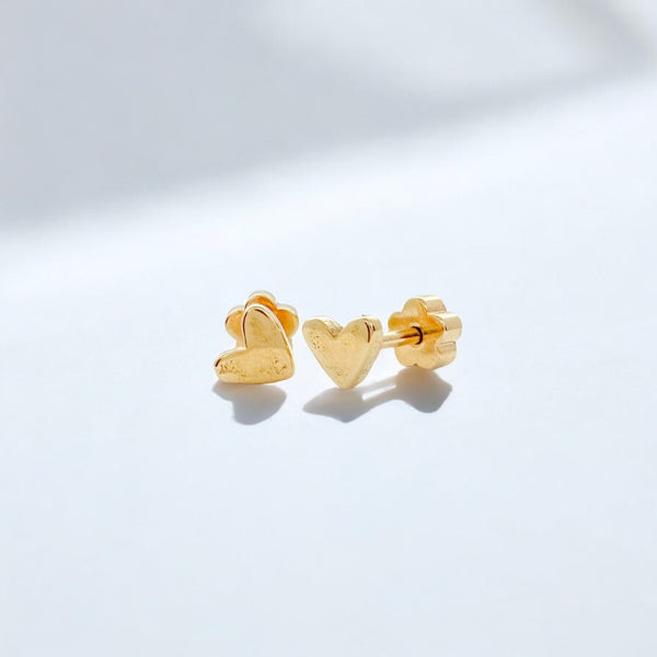 Gold Hearts Tiny Stud Earrings