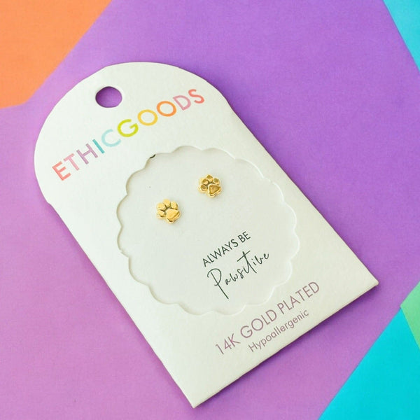 Paw Prints Tiny Stud Earrings
