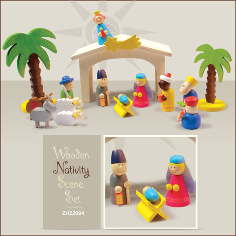 Wooden Nativity Scene 12pc Set