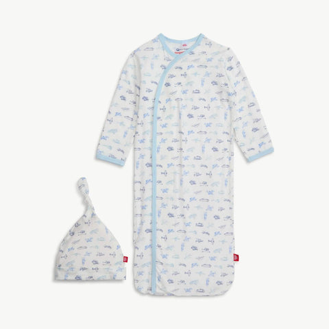 Magnetic Cozy Sleeper Gown + Hat Set, Airplane