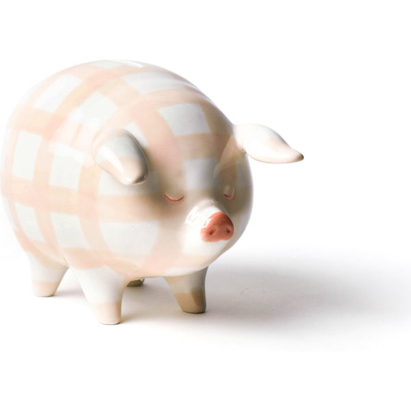 Gingham Piggy Bank - Pink