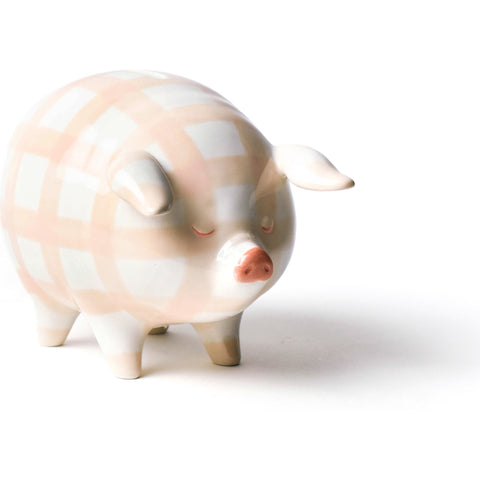 Gingham Piggy Bank - Pink