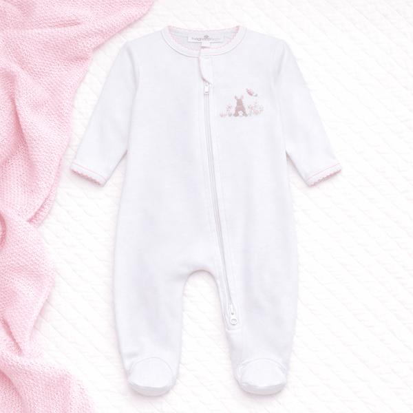 Bunny's Basket Zip Footie - Pink