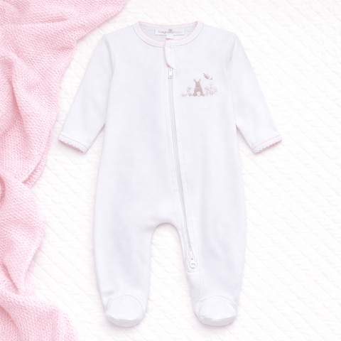 Bunny's Basket Zip Footie - Pink