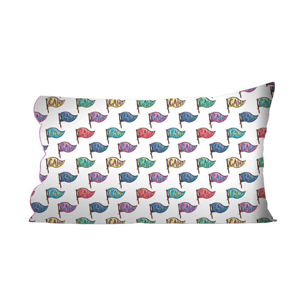 Camp Pennant Pillowcase - pink trim