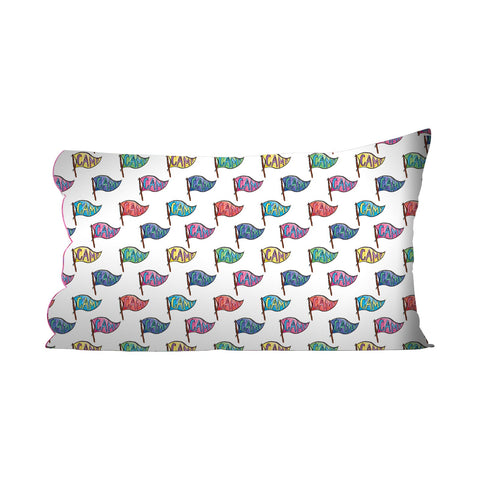 Camp Pennant Pillowcase - pink trim