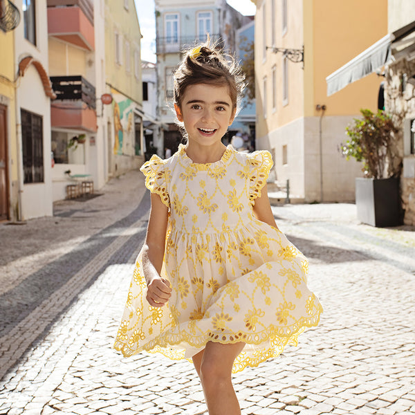 Cynthia Dress - Bright Yellow Eyelet