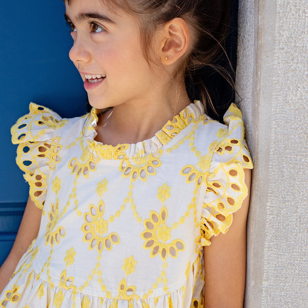 Cynthia Dress - Bright Yellow Eyelet