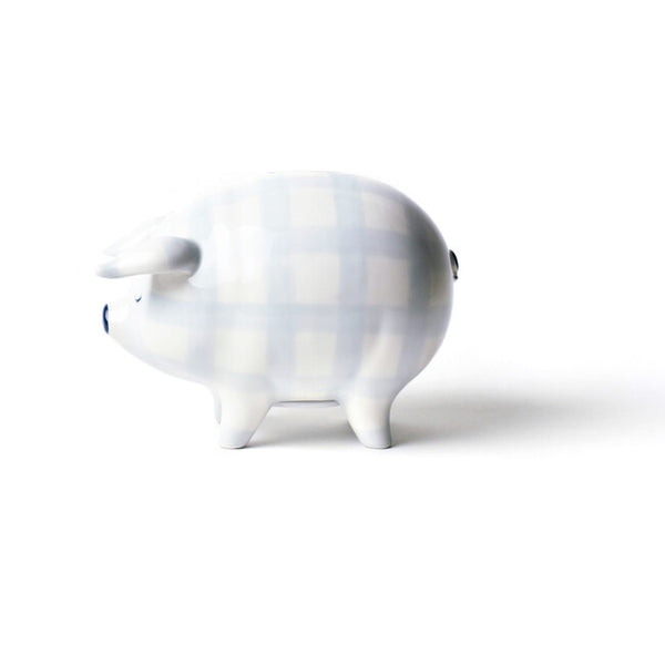 Gingham Piggy Bank - Blue