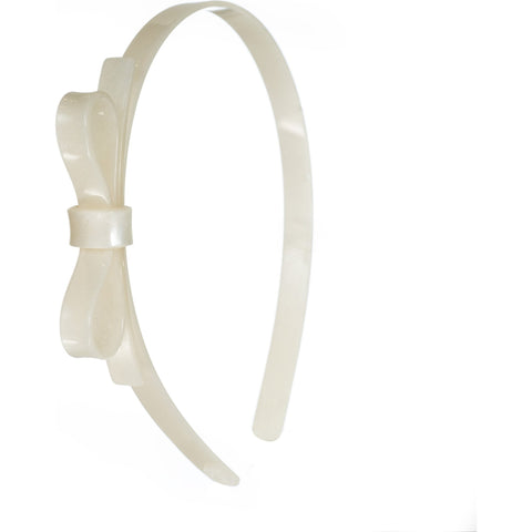 Thin Bow Headband - Pearl White