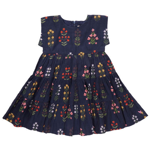 Peachy Dress - Navy Field Floral