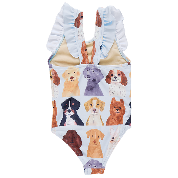 Girls Liv Suit - Light Blue Watercolor Dogs