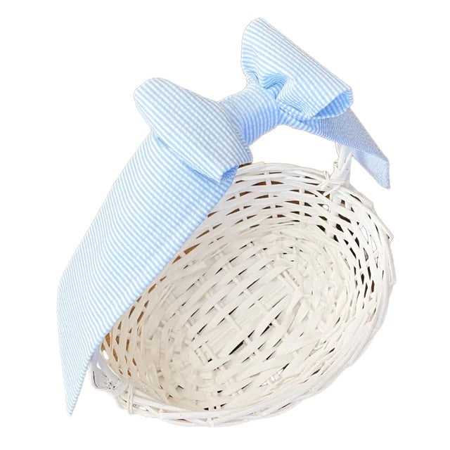 Basket Bow - Blue Seersucker