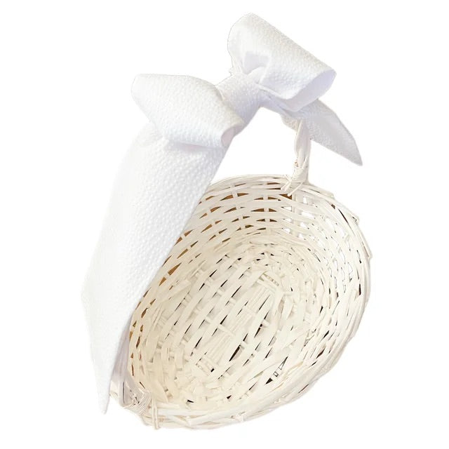 Basket Bow - White Seersucker