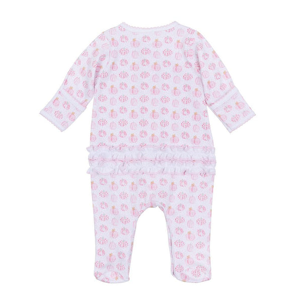 Precious Pumpkins Ruffle Zipper Footie, pink