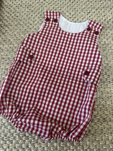 Maroon Gingham Boy Bubble with Tabs