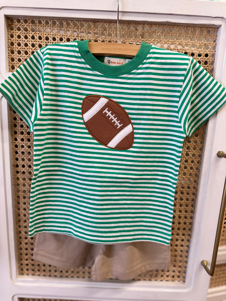 Green Stripe Football Short Set