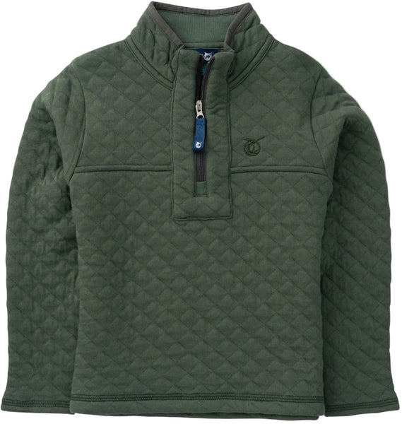 Boys Quilted Zip Pullover - Camping Green