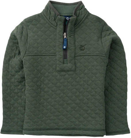 Boys Quilted Zip Pullover - Camping Green
