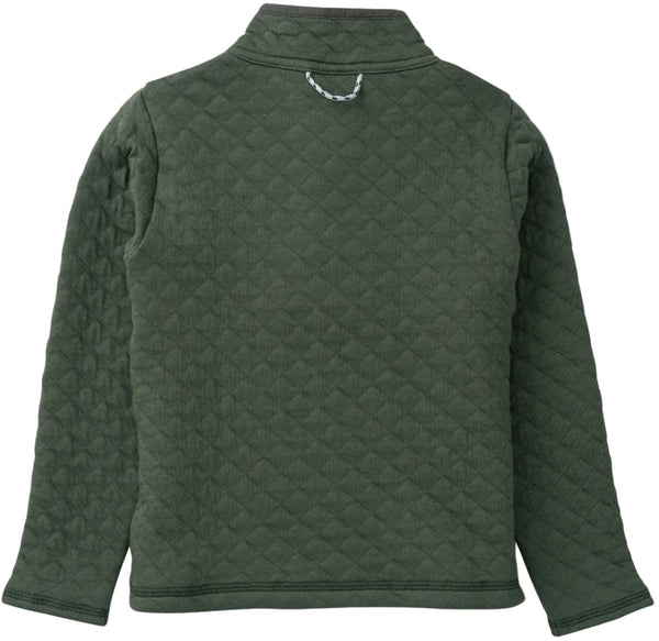 Boys Quilted Zip Pullover - Camping Green
