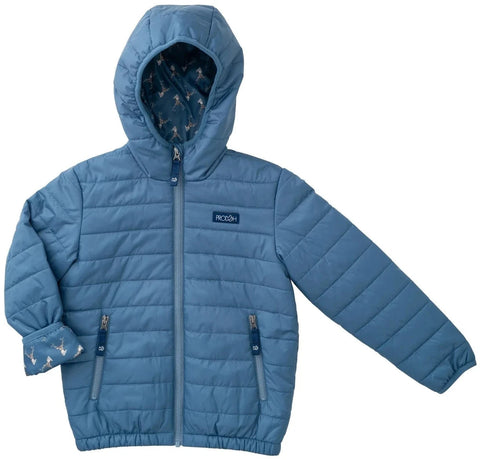 Boys Hooded Puffer Jacket - Copen Blue