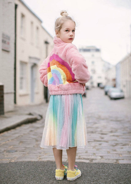 Rainbow Faux Fur Coat