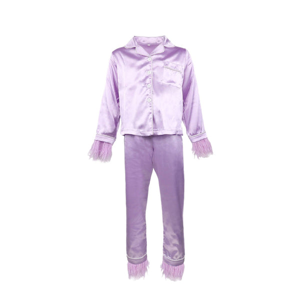 Lavender Feather Silky Pajamas