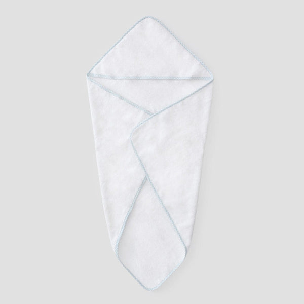 Baby Hooded Towel - Light Blue Gingham on White