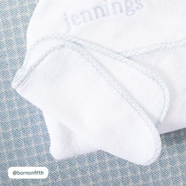 Baby Washcloths - Light Blue Gingham on White