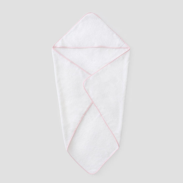 Baby Hooded Towel - Light Pink Gingham on White