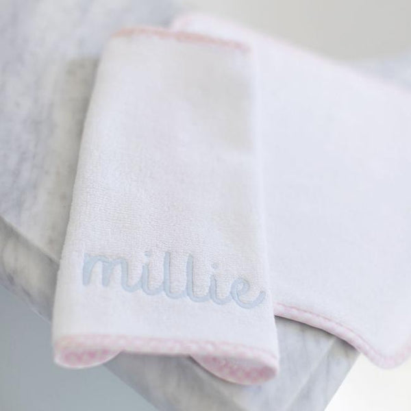 Baby Washcloths - Light Pink Gingham on White