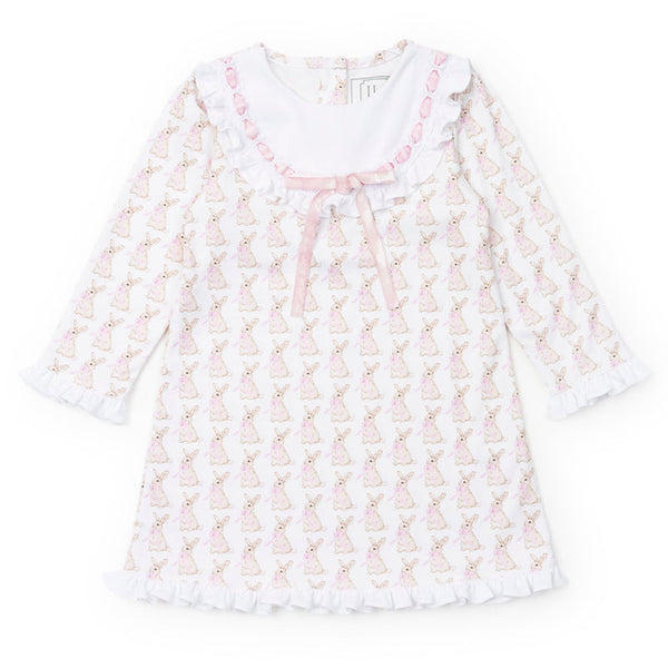 Emersyn Girls' Lace Trim Dress - Easter Bunnies Pink