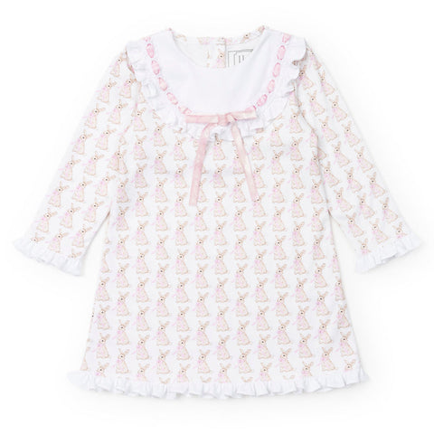 Emersyn Girls' Lace Trim Dress - Easter Bunnies Pink