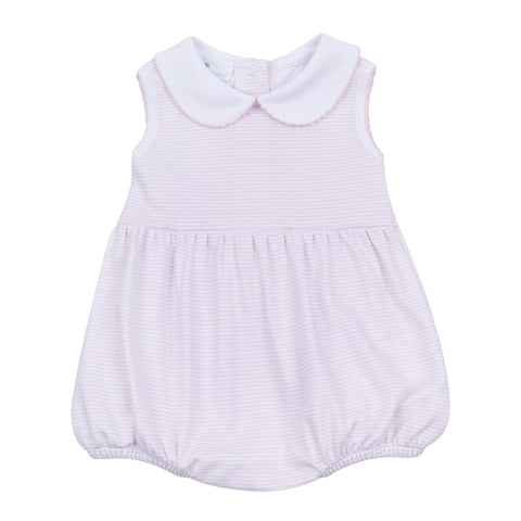Mini Stripes Collared Sleeveless Bubble - Pink