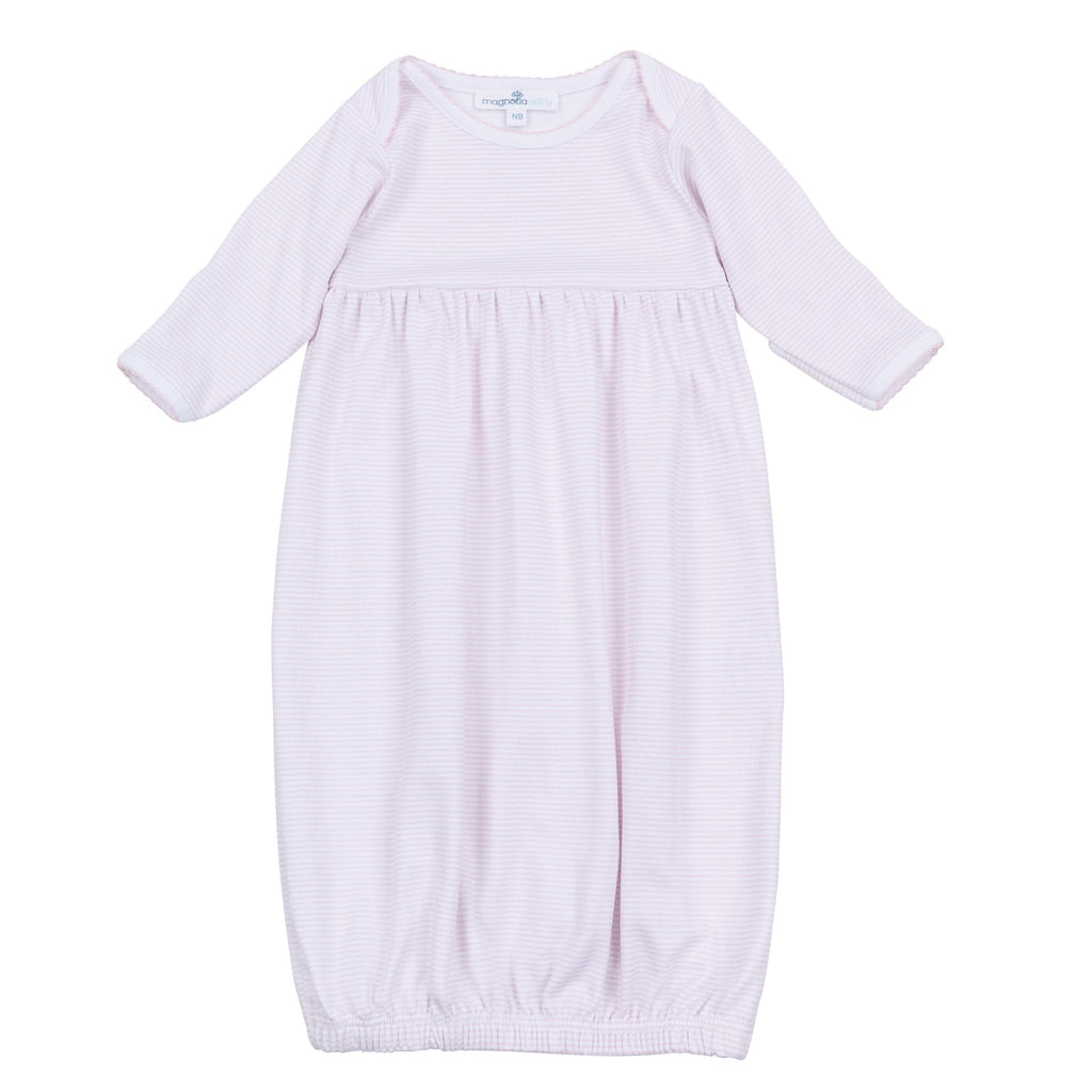 Mini Stripes Gathered Gown - Light Pink
