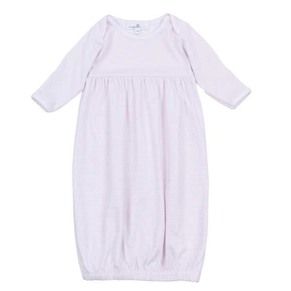 Mini Stripes Gathered Gown - Light Pink