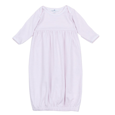 Mini Stripes Gathered Gown - Light Pink