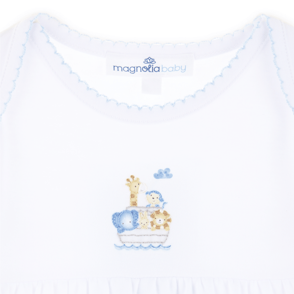 Noah's Ark Gathered Gown - Light Blue