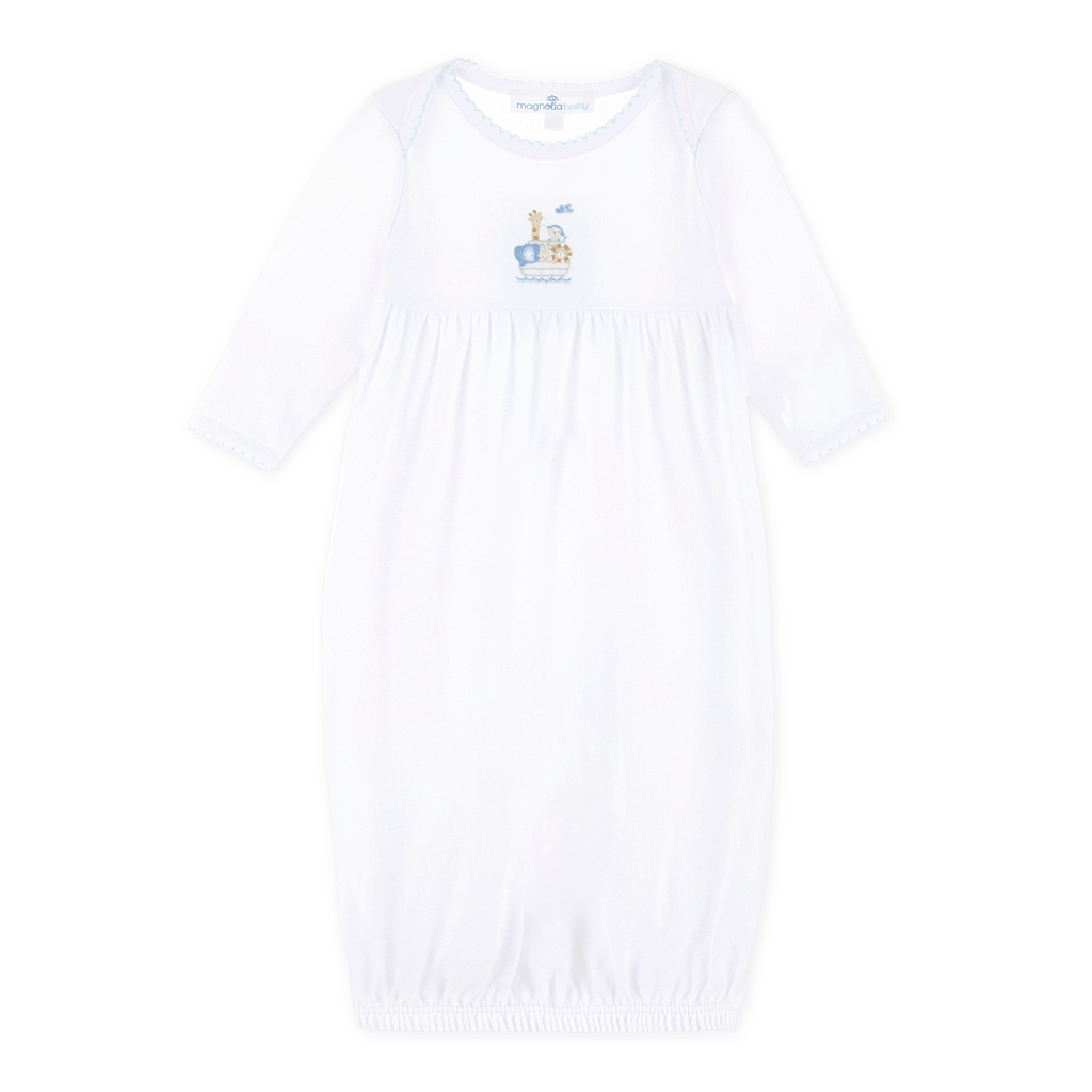 Noah's Ark Gathered Gown - Light Blue