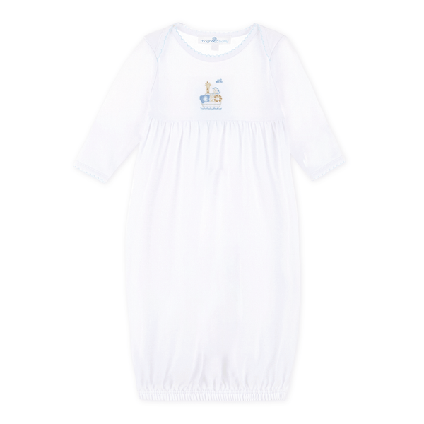 Noah's Ark Gathered Gown - Light Blue