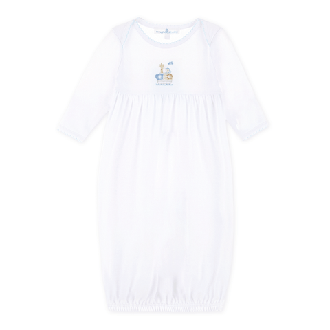 Noah's Ark Gathered Gown - Light Blue