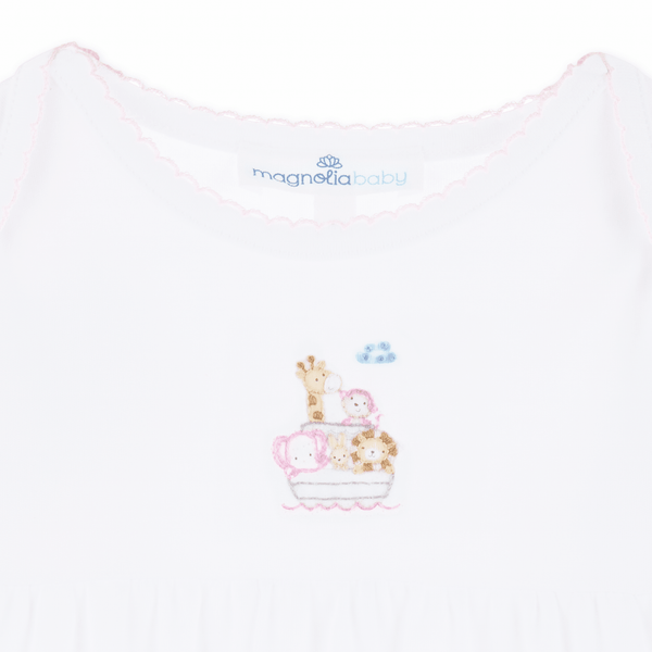 Noah's Ark Gathered Gown - Pink