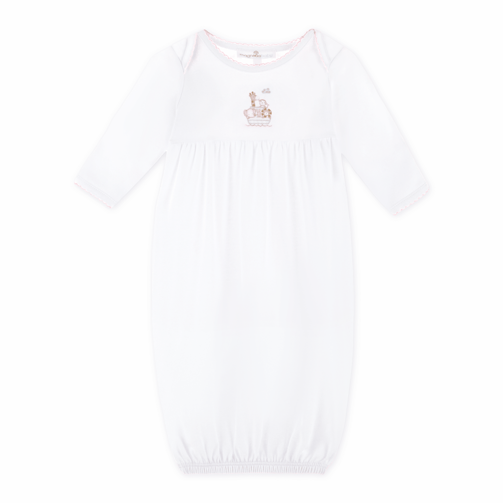 Noah's Ark Gathered Gown - Pink