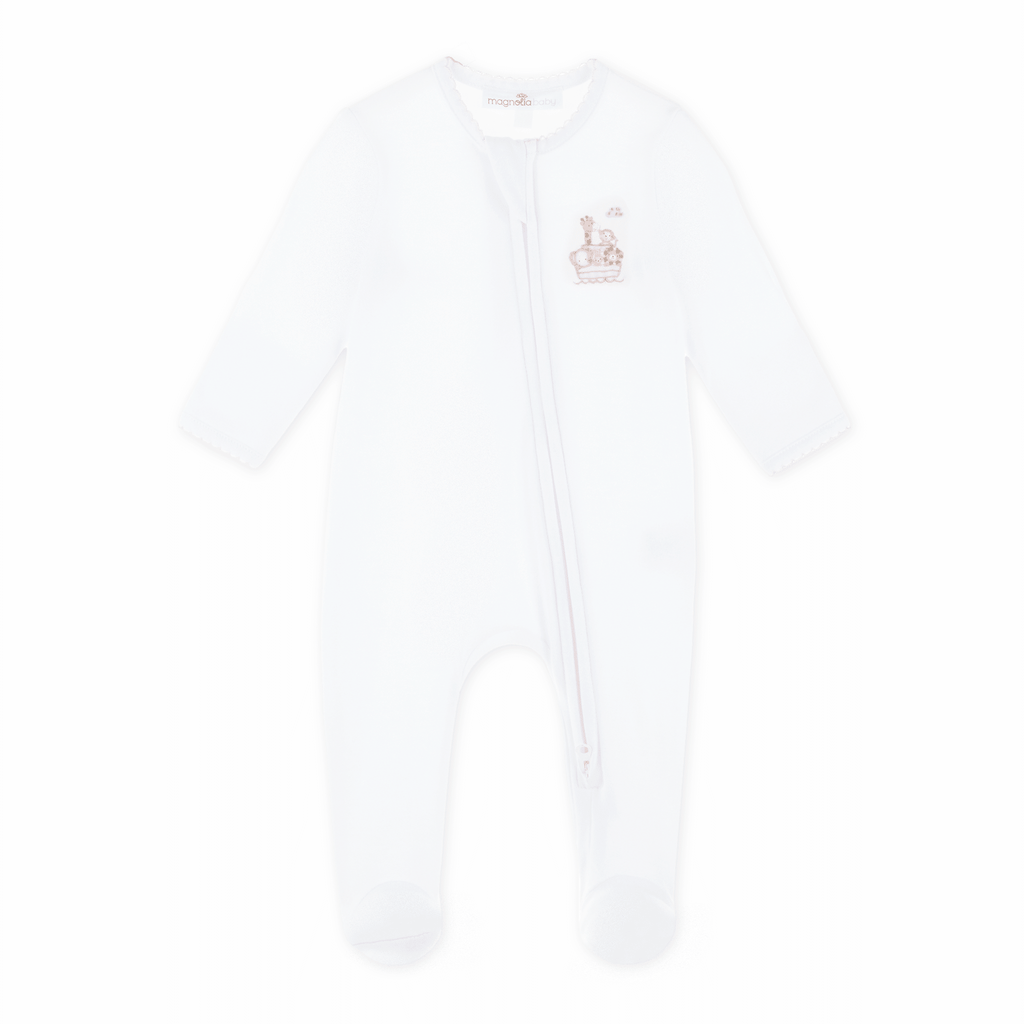 Noah's Ark Zip Footie - Pink