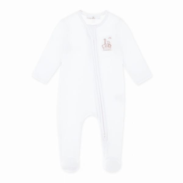 Noah's Ark Zip Footie - Pink